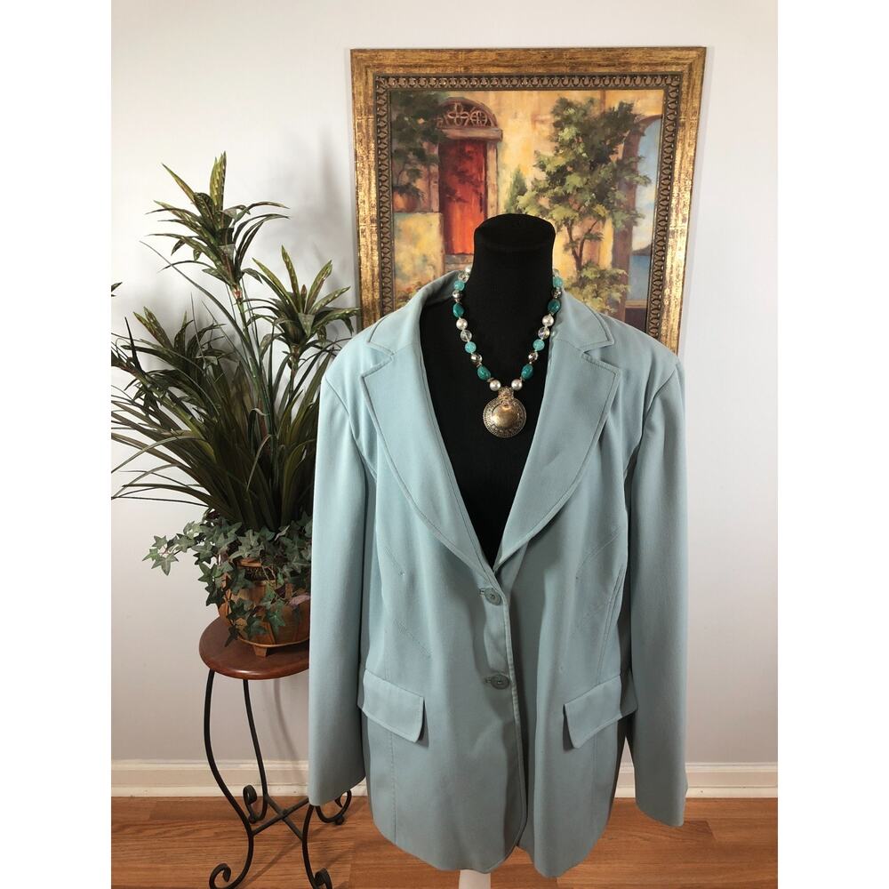 Signature‎ By Larry Levine Jacket Women's 24W Light Blue Executive Flap Pockets